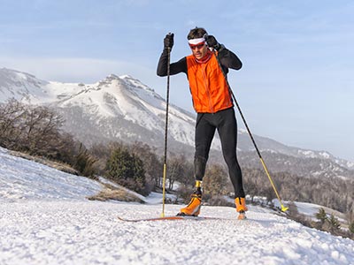 Skier with prothesis