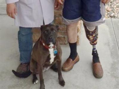 Man with a prosthetic leg with Harley Davidson socket