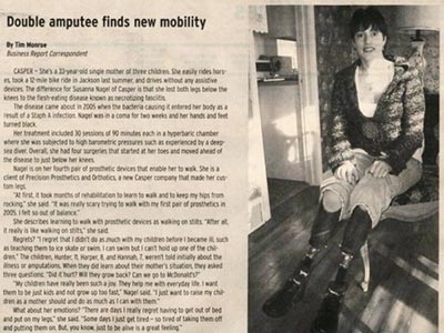 Article about double amputee Susanna from Casper, Wyoming